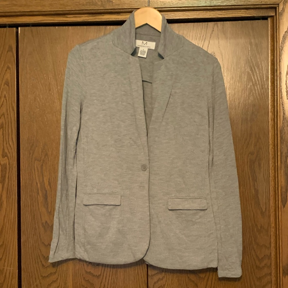 {Magaschoni} Light Gray Ponte Women's Blazer